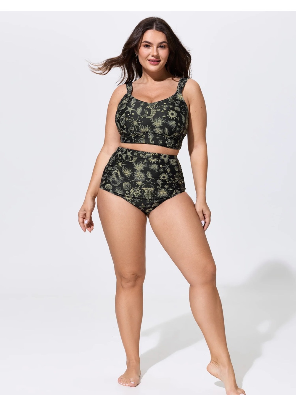BloomChic Ocean Elements Print High-Waist Bikini Set